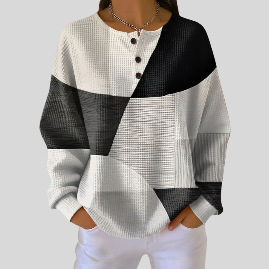 Almira | Colour-Block Henley Sweatshirt
