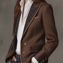 Gisella | Blazer with Printed Zigzag Inserts