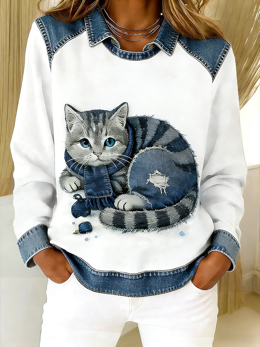 Eponin | Cat Print Sweatshirt