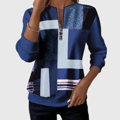 Zena | Geometric Zip-Collar Sweatshirt