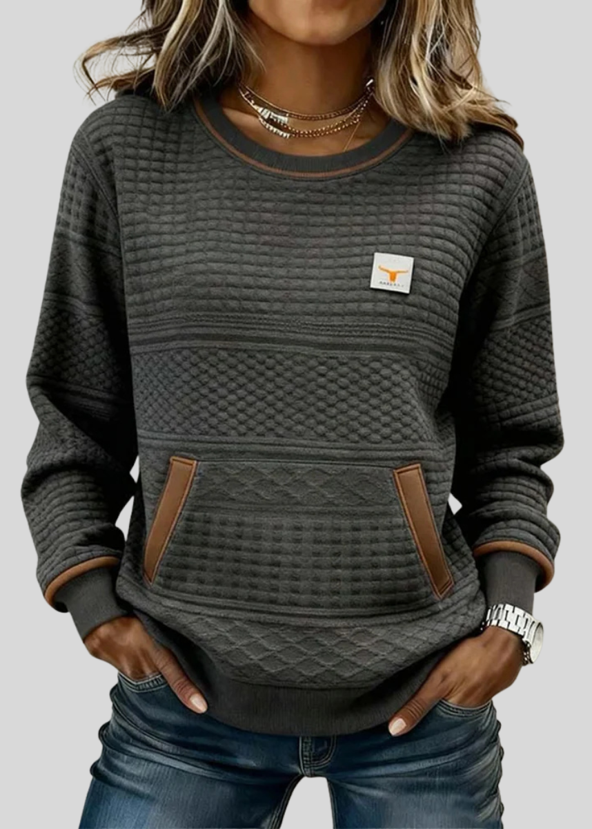 June | Colour-Block Sweatshirt with Front Pocket