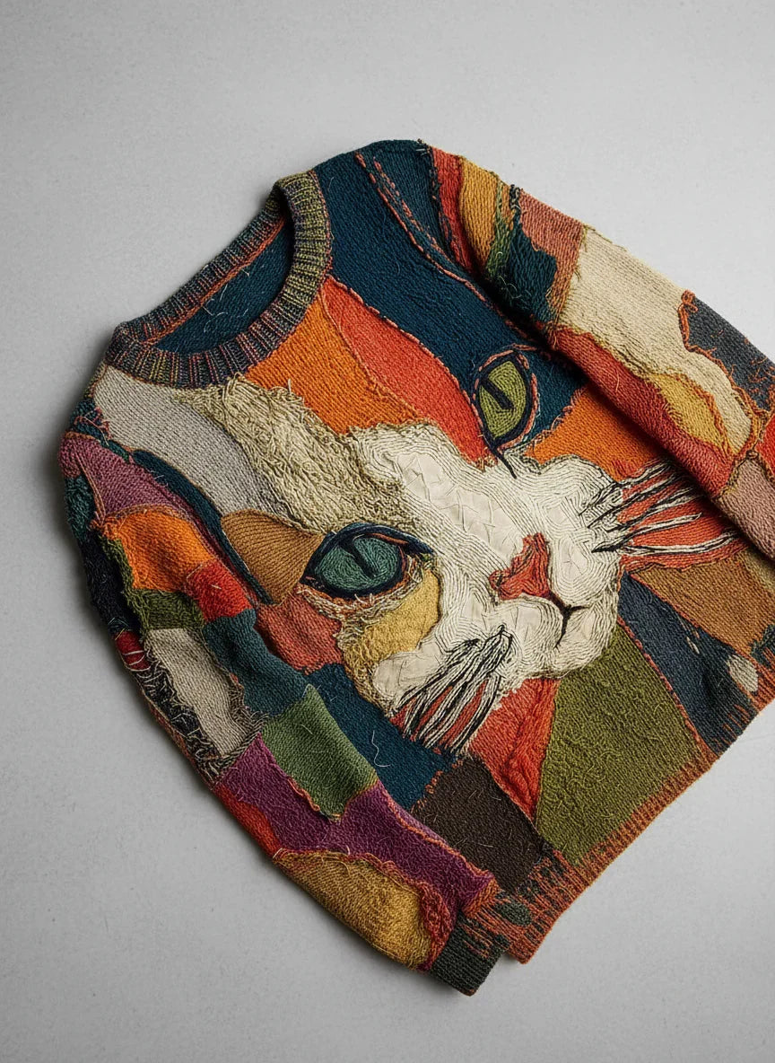 Zaira | Colourful Patchwork Cat Jumper