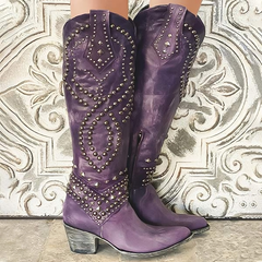 Rufa | Studded Western Knee Boots