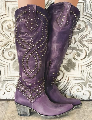 Rufa | Studded Western Knee Boots