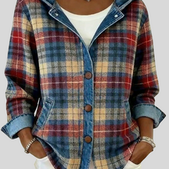 Diana | Hooded Check Button-Front Shacket