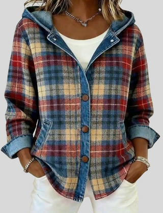 Diana | Hooded Check Button-Front Shacket