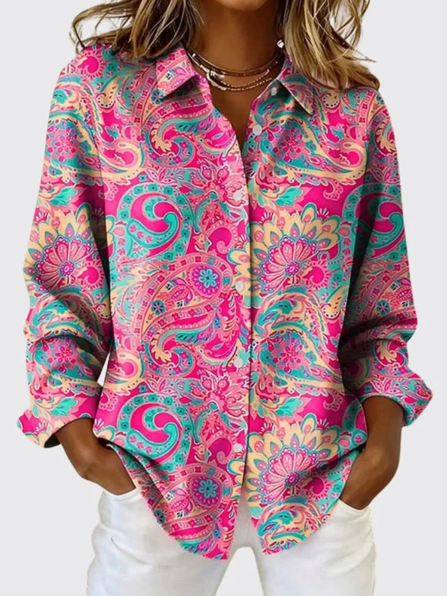 Edwina | Paisley Print Button-Up Blouse