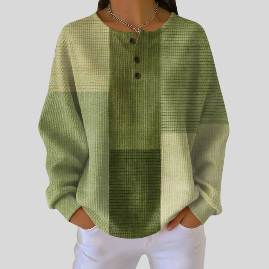 Shelby | Green Henley Sweatshirt