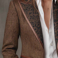 Gisella | Blazer with Printed Zigzag Inserts