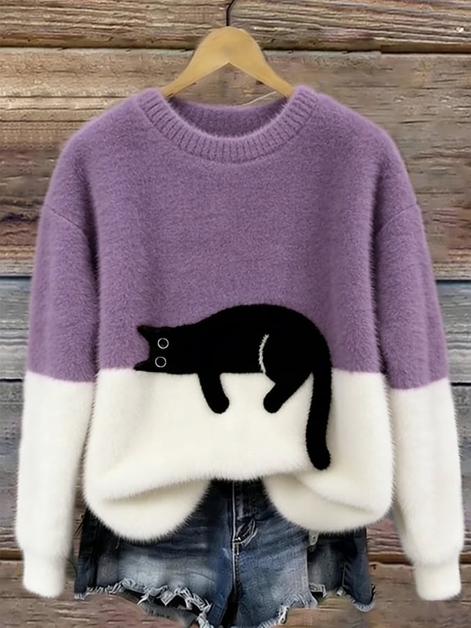 Aileen | Cat Print Oversized Jumper