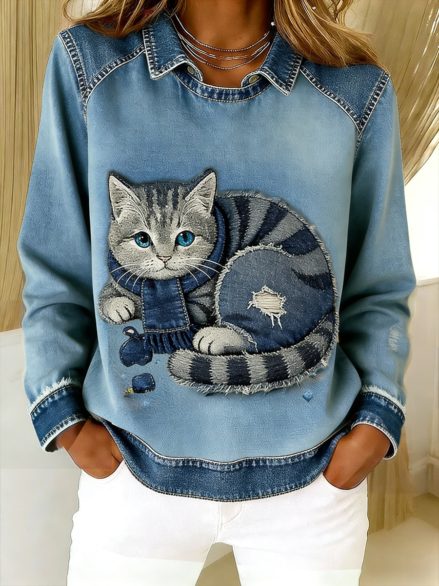 Eponin | Cat Print Sweatshirt