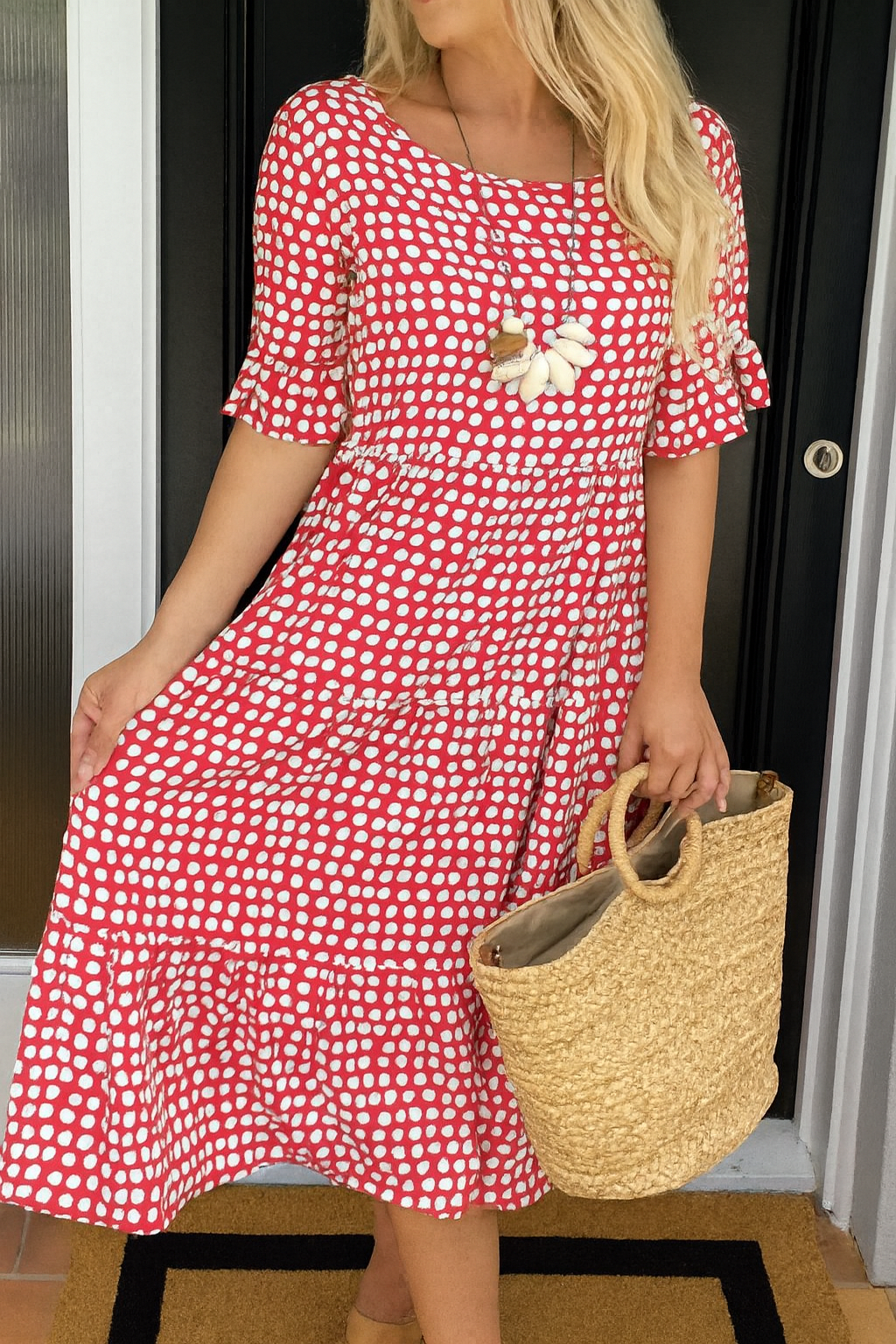 Joline | Short-Sleeve Midi Dress