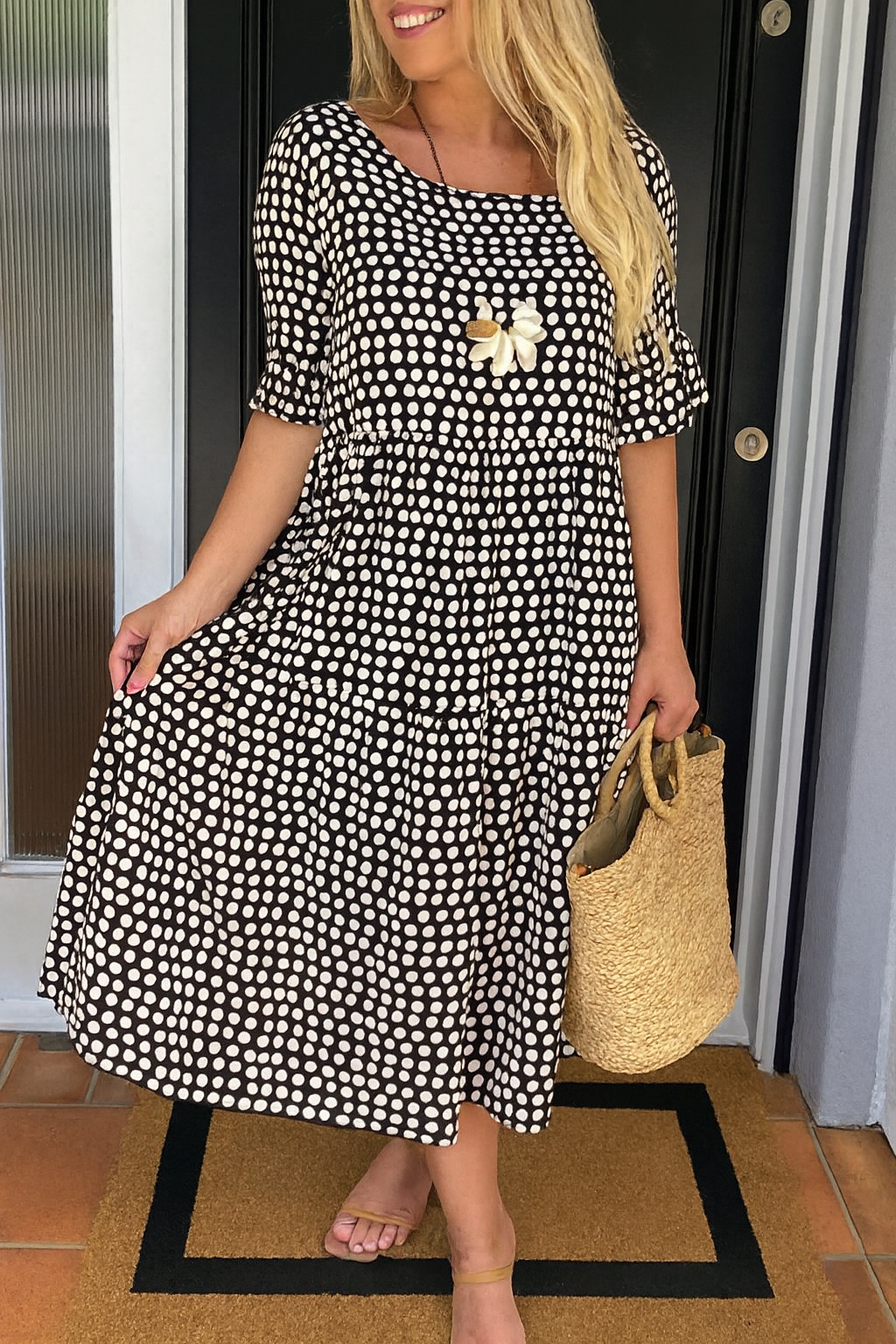 Joline | Short-Sleeve Midi Dress