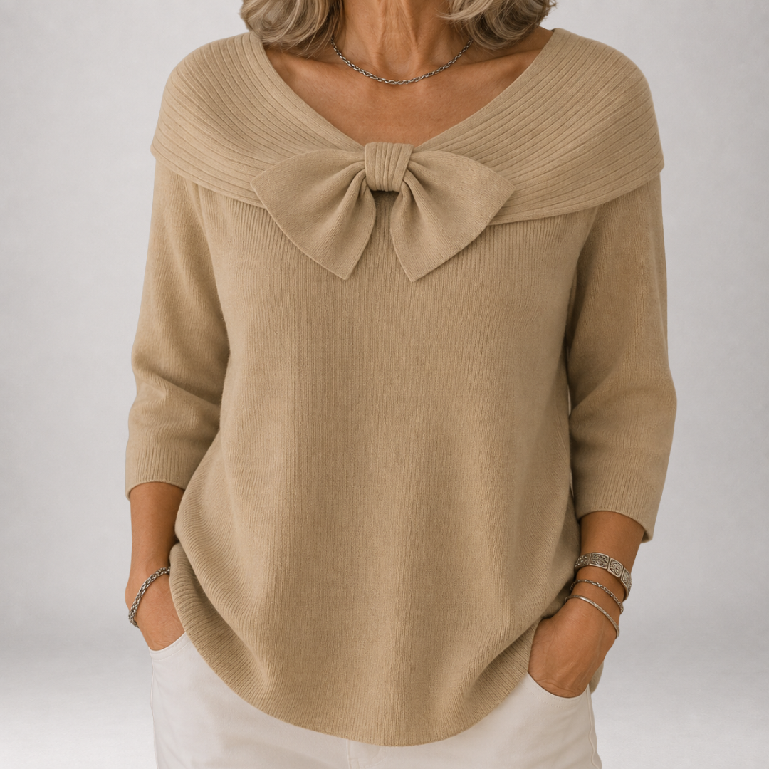 Greer | Bow Front Off-Shoulder Jumper