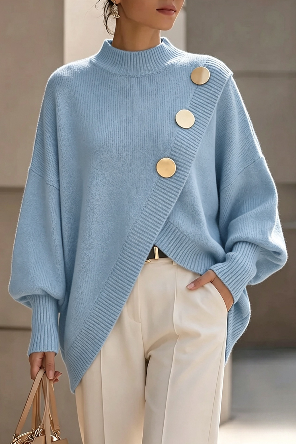 Marisse | Button Roll-Neck Jumper