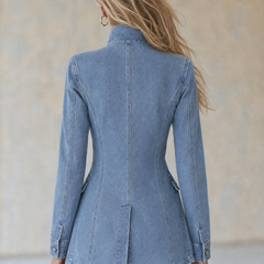 Emilie | Military Denim Jacket with Stand Collar