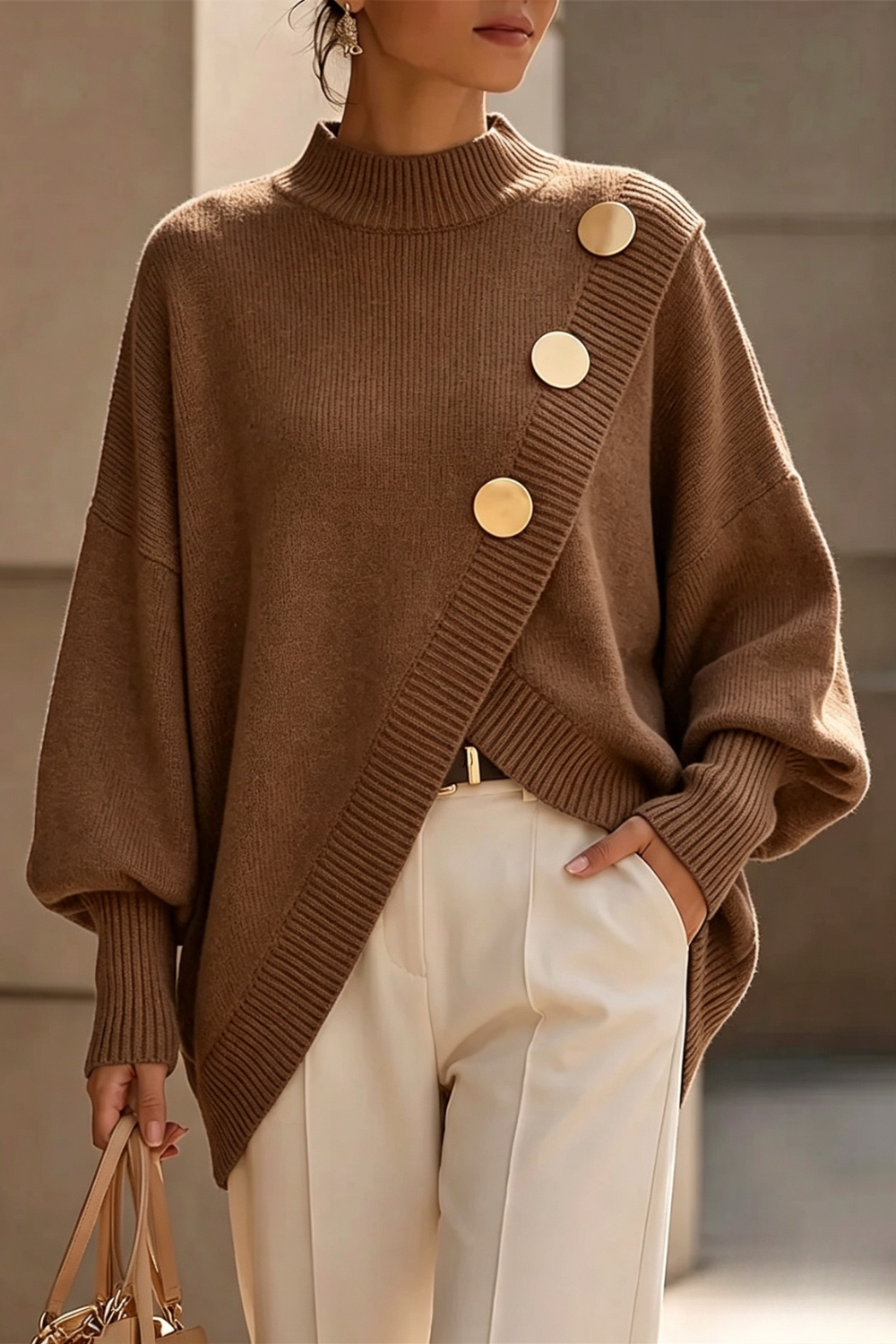 Marisse | Button Roll-Neck Jumper