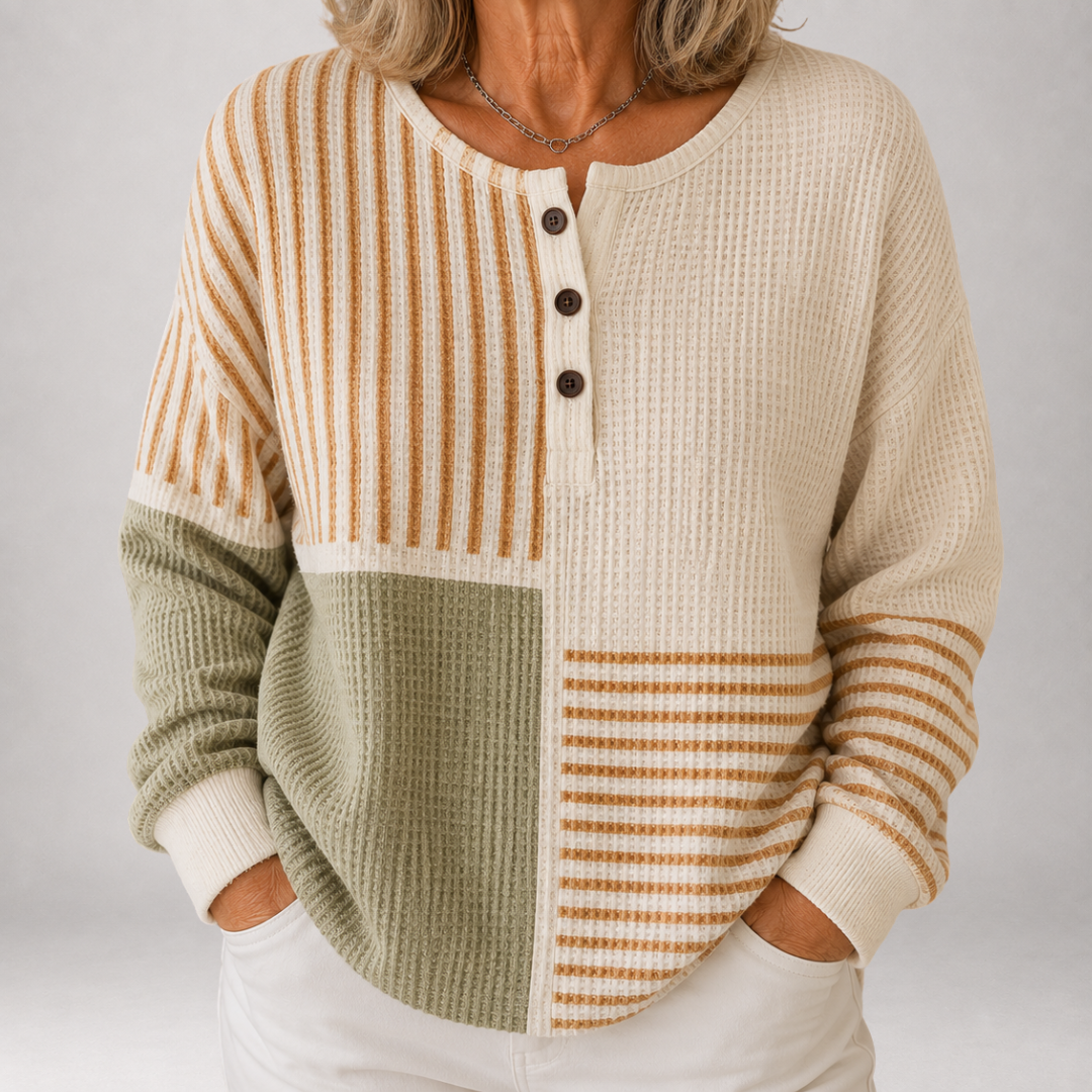Lenore | Colourblock Waffle Henley