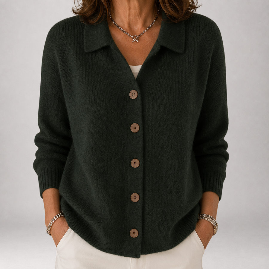 Wrenley | Polo Collar Knit Cardigan