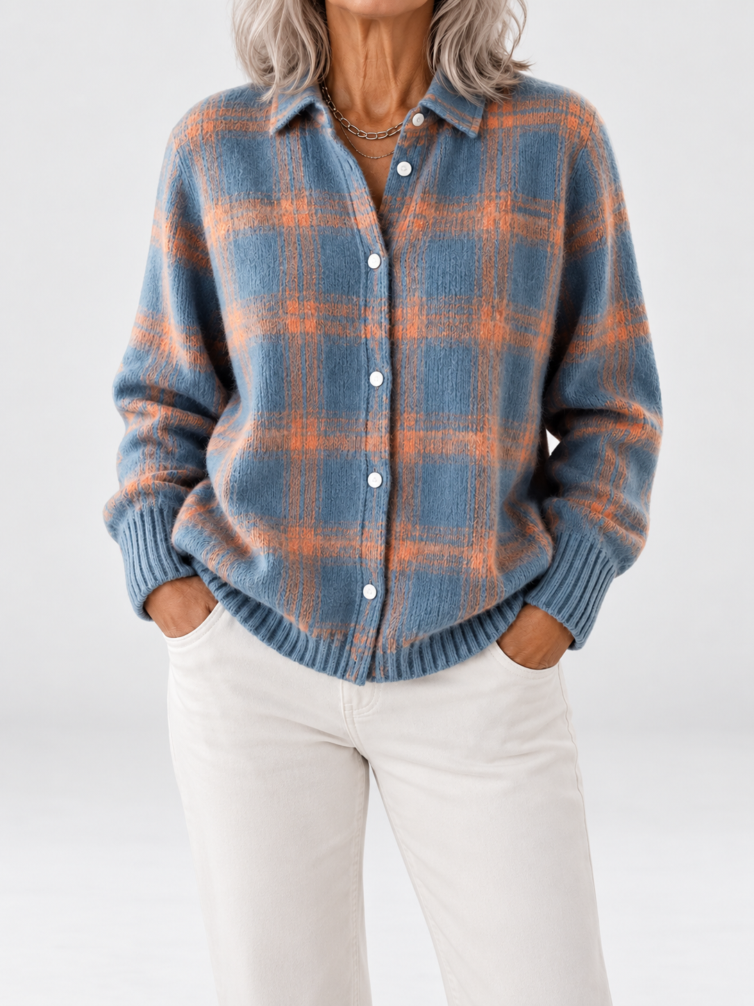 Demi | Brushed Checked Shirt Cardigan