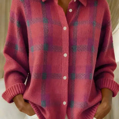 Cosette | Checkered Shirt Collar Cardigan