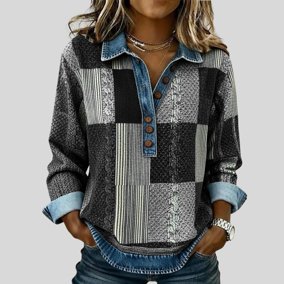 Meridell | Colour-block Print Sweatshirt