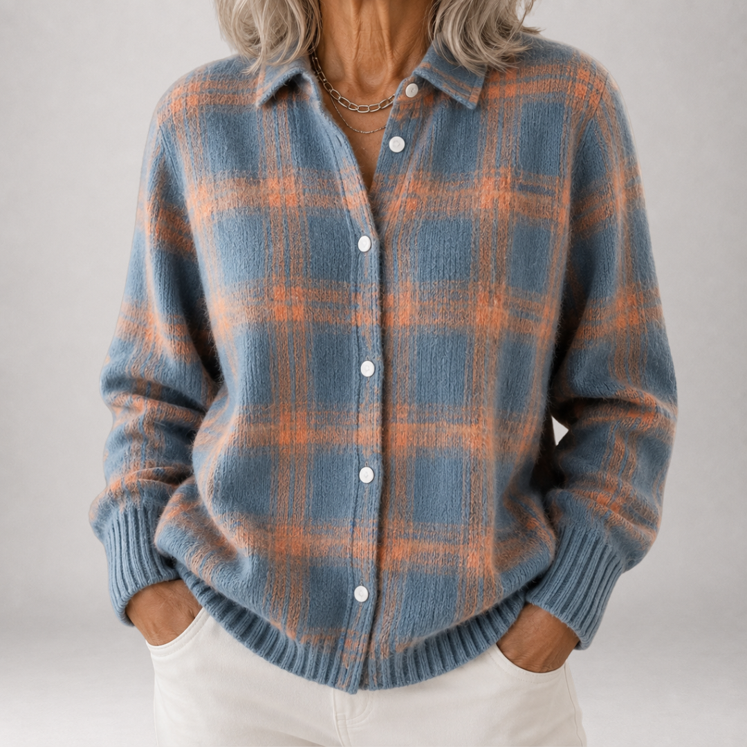 Sabine | Brushed Checked Shirt Cardigan