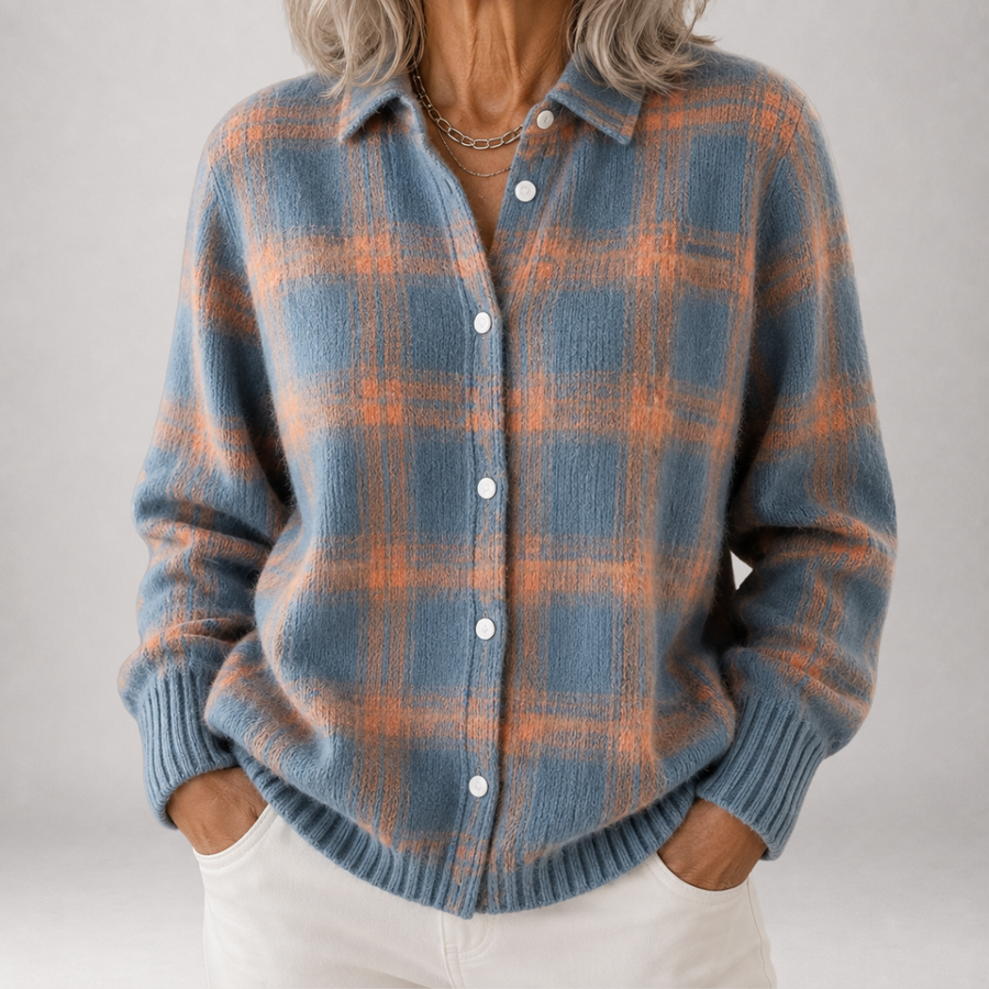 Sabine | Brushed Checked Shirt Cardigan