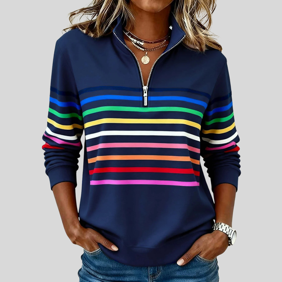 Emma | Striped Quarter-Zip Sweatshirt
