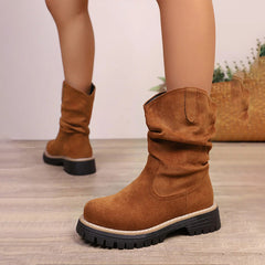 Sadie | Suede-Look Platform Boots