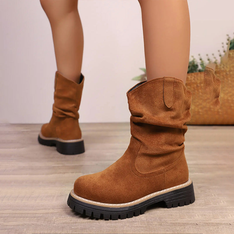 Sadie | Suede-Look Platform Boots