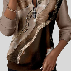 Mia | Half-Zip Wave Print Sweatshirt