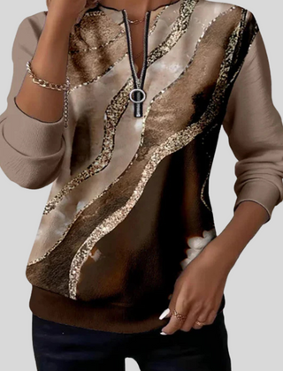 Mia | Half-Zip Wave Print Sweatshirt