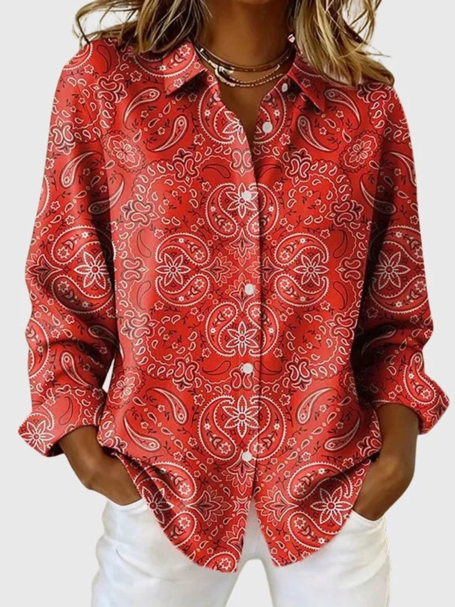 Edwina | Paisley Print Button-Up Blouse