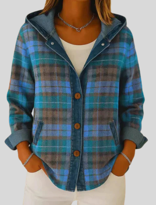 Diana | Hooded Check Button-Front Shacket