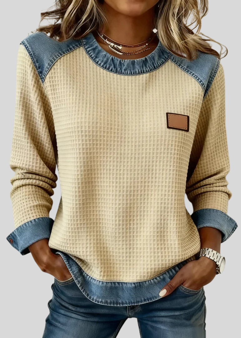Olivia | Patchwork Trim Sweatshirt