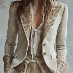 Costanza | Ivory Embroidered Blazer