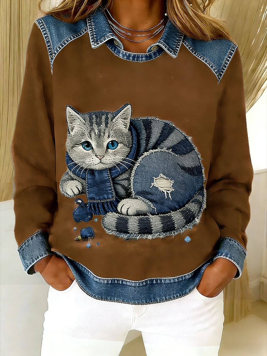 Eponin | Cat Print Sweatshirt