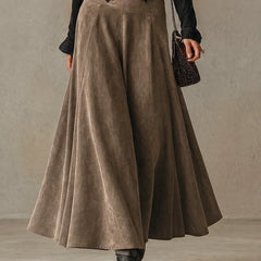 Vera | Lace-Trimmed Top and Faux Suede Maxi Skirt Set