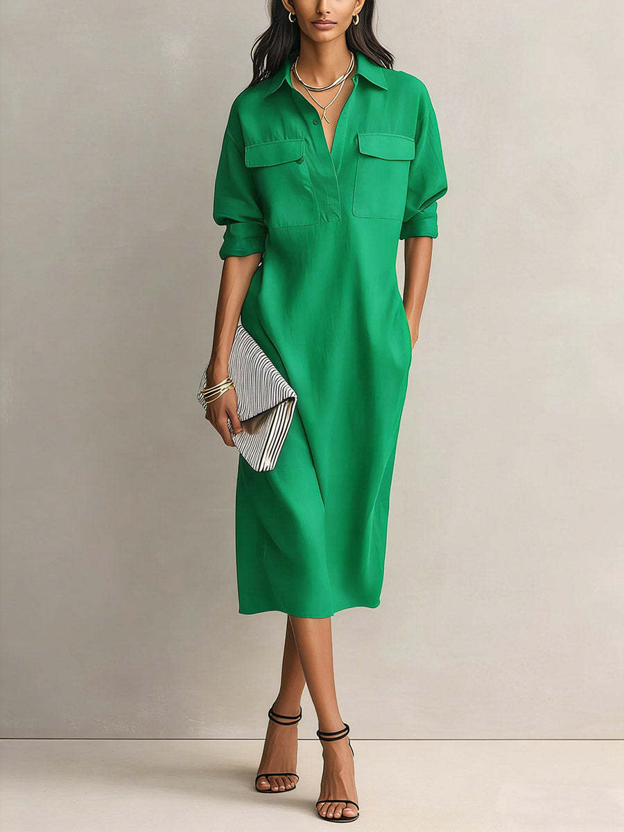 Mila | Pocket Midi Shirt Dress