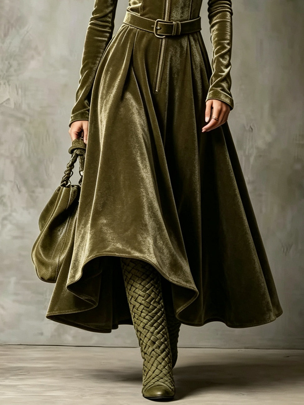 Raffaella | Vintage Velvet Zip-Front Maxi Dress