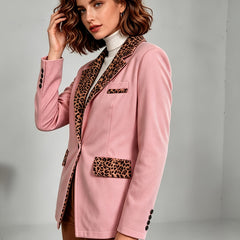 Clementine | Fitted Velvet Leopard-Trim Blazer