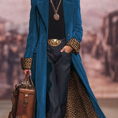 Madison | Long Coat with Leopard-Print Lining