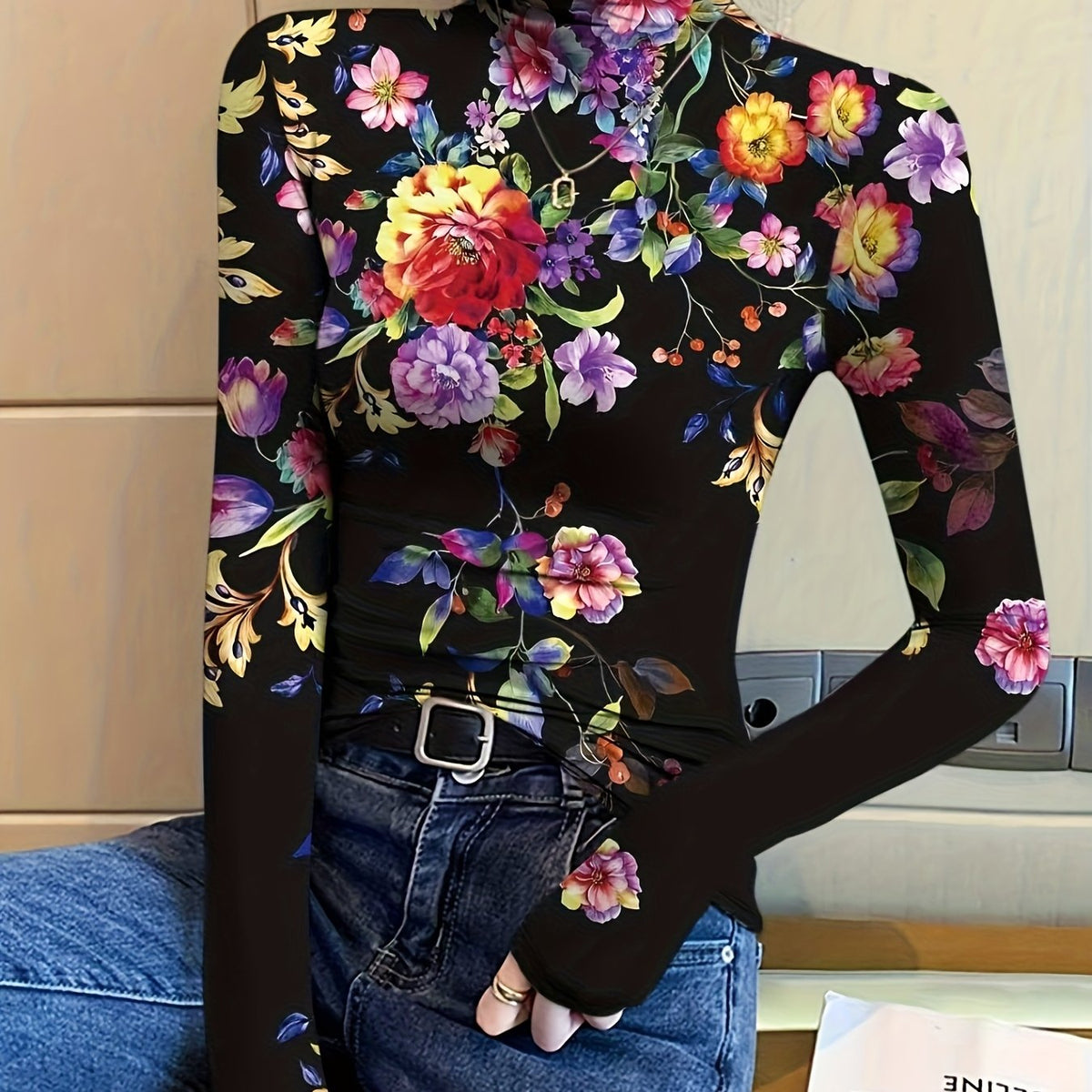 Vivian | Floral Roll-Neck Jumper
