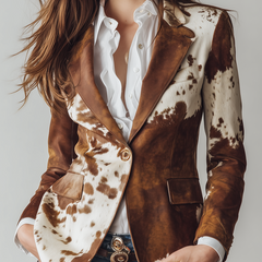 Agata | Vintage Blazer with Cow Print