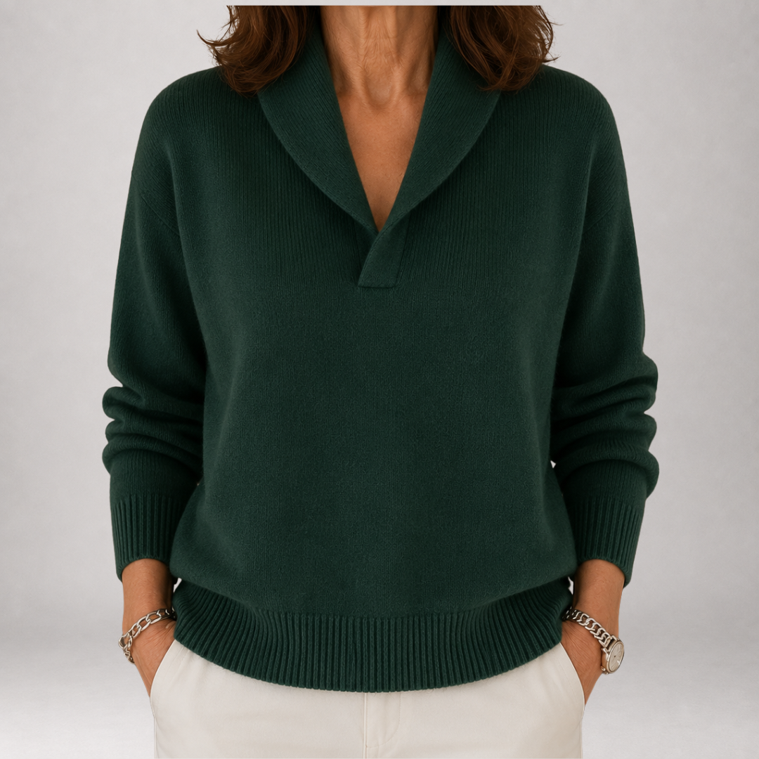 Genevra | Shawl Collar V-Neck Jumper