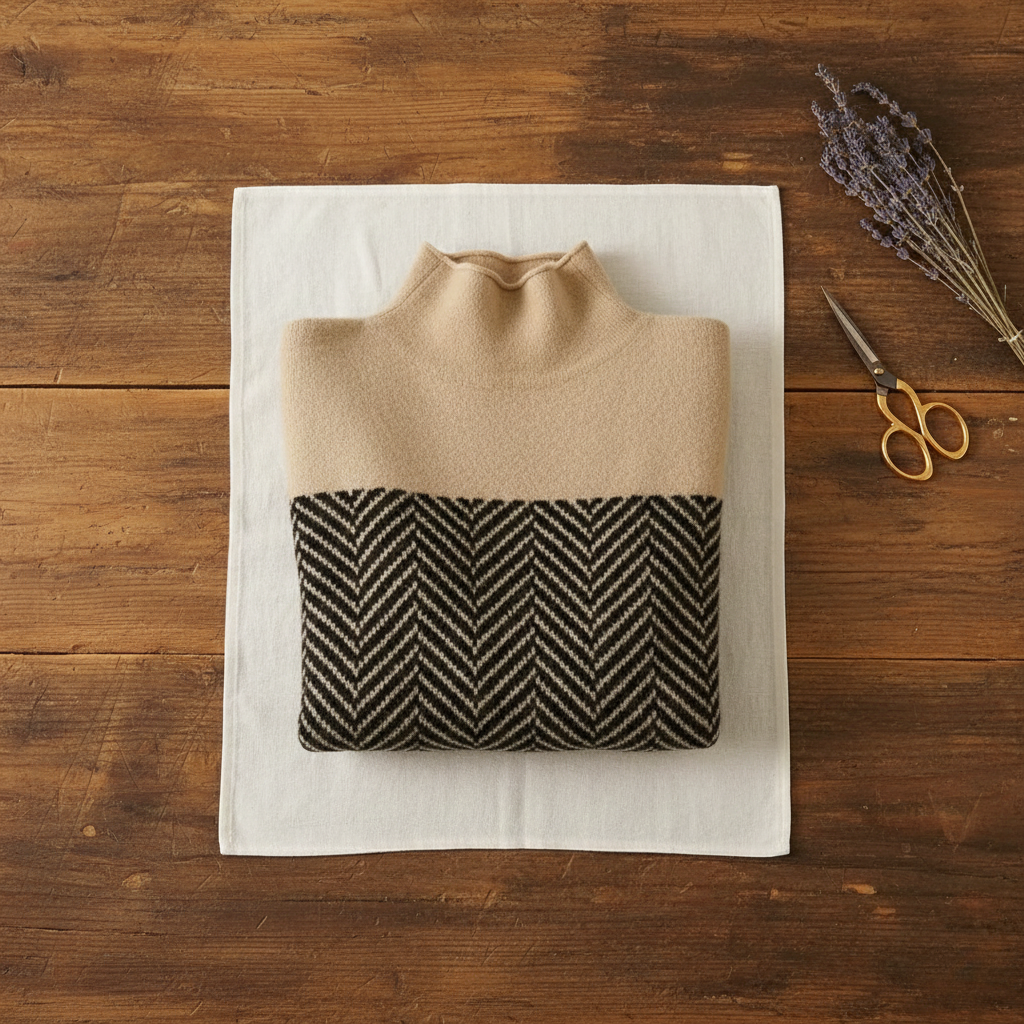 Nora | Zigzag Cotton Roll Neck