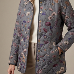 Niva | Charcoal Floral Quilted Jacket