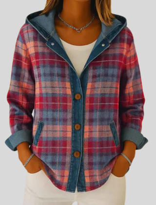 Diana | Hooded Check Button-Front Shacket