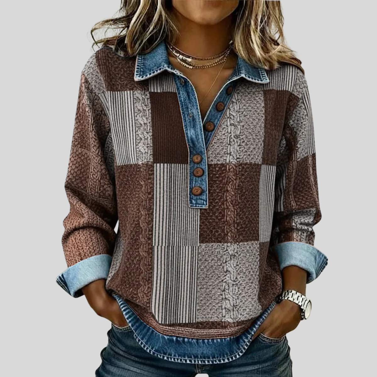 Meridell | Colour-block Print Sweatshirt